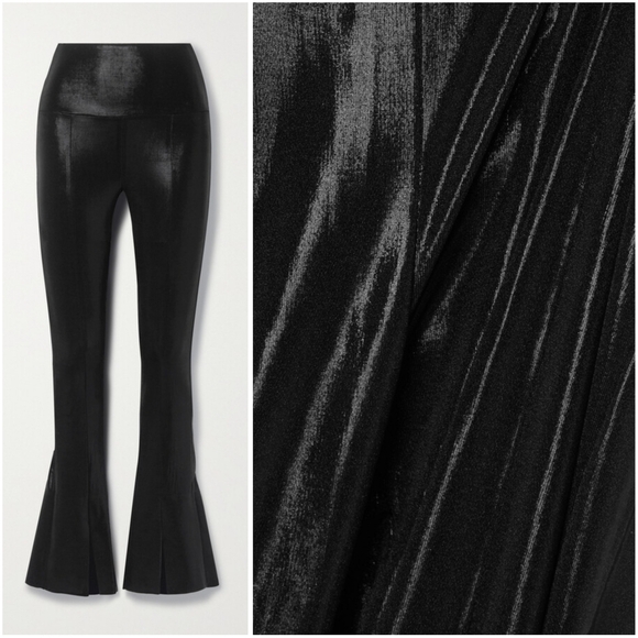NWT Norma Kalmali Spat Stretch Black Lame Flared Pant Leggings XL - Picture 5 of 11